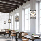 Modern Crystal Pendant Light Fixture 3-Pack Matte Black Finish Hanging Lighting Crystal Chandelier for Living Room, Kitchen, Hallway