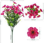 20 Bundles Artificial Flowers for Outdoor Fake Plants for Spring Decoration,Faux Eucalyptus Flowers for Planter UV Resistant Lifelike for Home Porch Garden（Rose Red）