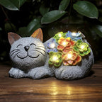 Otdair Solar Garden Decor Cat, Cat Lover Gifts with Succulent and 7 LED Lights for Outside,Outdoor Solar Lights for Yard, Garden and Patio, Unique Gift for Women