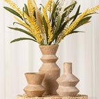 Ceramic Vase Home Table Decor - Gold Flower Vase Set of 3 Living Room Kitchen Decorations Farmhouse Modern Rustic Vases Decorative Centerpiece for Shelf Bedroom Office Bathroom Dining Coffee Desk