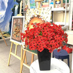 20 Bundles Artificial Flowers for Outdoors, UV Resistant Fake Flowers with Plastic Plants, Faux Silk Flowers for Planter outdoors, Fake realistic flowers For Window Box Front Porch Patio Decor-Red