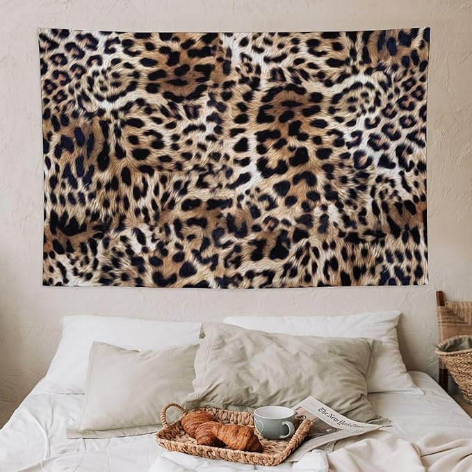 HZOHNAGO Leopard Print Tapestry Nature Wildlife Vintage Cheetah Fur Spot Animal Skin Wild Animals Spots Printed Wall Tapestry Painting Wall Hanging for Bedroom Living Room Dorm 60" W x 40" H
