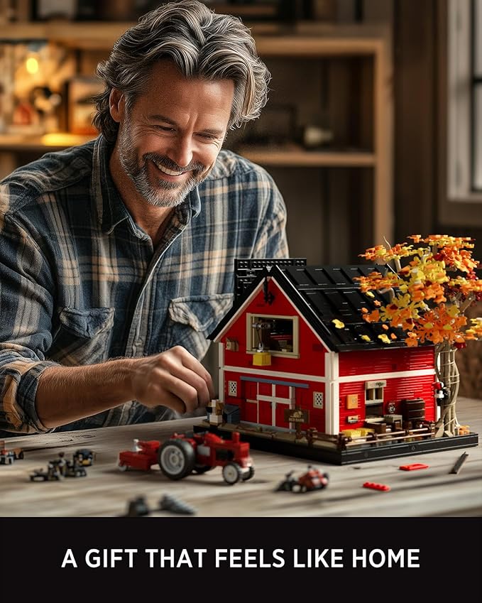 Nifeliz Red Barn Building Set for Adults, Vintage Countryside Style Model Toy for Display and Home Décor, Highly Detailed House Collectible Gift (3,507 PCS, NF10314)