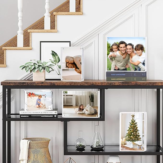 Magnetic Double Sided Clear Acrylic Photo Frame, 4 x 6 Inches，20MM Thick for Desktop Display