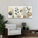 Boho Green Wall Art Mid Century Canvas Wall Art Decor Set Bohemian Abstract Wall Decor Modern Geometric Wall Painting Neutral Botanical Art Print Picture Living Room Bedroom Office Artwork 24"X 48"