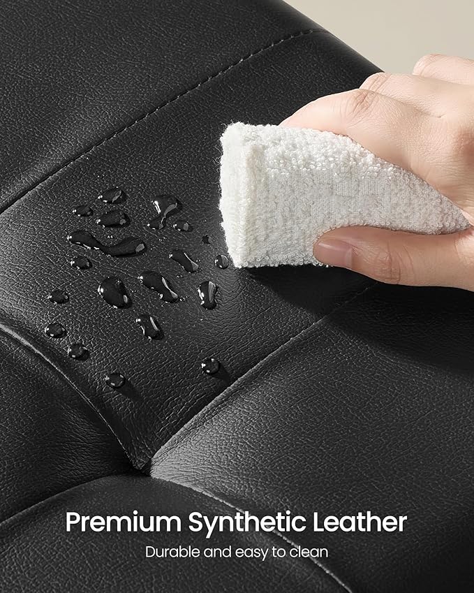 SONGMICS Storage Ottoman, Storage Bench with Legs, 15 x 43 x 15.7 Inches, Ottoman Bench, 30 Gal. (112 L), Synthetic Leather, for Living Room, Entryway, Ink Black ULSF0514B02