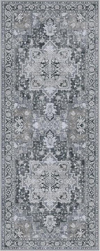 GENIMO 2x6 Runner Rugs for Hallway, Machine Washable Non Slip Vintage Rugs, Low Pile Lightweight Soft Print Rug for enrtyway, Corridor, Home Office, Kitchen,Dark Gray