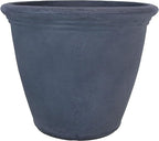 Sunnydaze 20-Inch Anjelica Large Plastic Pot for Plants - Outdoor Polyresin Round Planter with Drillable Drainage Holes - Slate