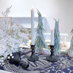 Glass Candlestick Holder,Striped Taper Candle Holders,Set of 6 Candle Stand for Table Centerpieces, Home Decor,Weddings,Festival and Parties (Black Diamond)