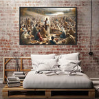 XWNLTEPK Jesus Feeding 5,000 People with Five Loaves and Two Fishes Miracle Mercy Canvas Art Wall Decor Poster Suitable for Bedroom Living Room Relaxation Room Confession Room