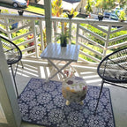 Asense Small Round Ottoman Foot Rest Stool Linen Padded Seat Footstool Ottoman with Anti-Slip Wooden Legs (Flower,Linen)