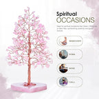 Crocon Crystal Heart Base Tree of Life Gifts for Women, Rose Quartz Healing Crystals Tree Brings Positive Energy, Good Luck, Money, Feng Shui Home & Office Desk Decor, for Mom & Wife Present