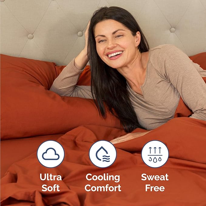 Twin Sheets Set 4 Piece - Includes 2 Pillowcases - Bed Sheets Twin Size - Soft Hotel Luxury Bedding - Cooling, Comfy, Cozy & Breathable - 1 Flat & 1 Fitted & 2 Pillowcases w/ Deep Pockets - Terracotta