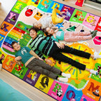 7x10 Playroom Rugs for Kids Washable, Educational and Fun Playmat with ABC Alphabet Animals Shapes Colors, Non-Slip Play Mat Learning Rugs for Baby Toddler Children Game Activity