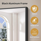 YIROMAN Bathroom Mirror for Wall 48"x40", Large Matte Black Bathroom Mirror with Metal Frame, Rectangular Vanity Mirror with Right Angles, Wall Mirror Hangs Horizontal or Vertical, Shatterproof