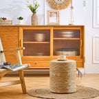 Wimarsbon Natural Seagrass Foot Stool, Hand Weaving Round Ottoman, for Living Room, Outdoor Seat (Natural)