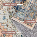 GENIMO 3x10 Runner Rugs for Hallway, Machine Washable Non Slip Vintage Rugs, Low Pile Lightweight Soft Print Rug for enrtyway, Corridor, Home Office, Kitchen, Blue Brick Red