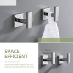 Angle Simple Bath Towel Hook 2 Pack, Stainless Steel Square Robe Coat Holder for Wall, Bathroom Kitchen Garage Wall Hook for Hanging Tools, Polished Chrome