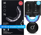 MOON LED Teeth Whitening Kit - Gentle Teeth Whitener Device, 56 White Strips, USB Charger & Travel Case - Blue Light Whitening Tray Removes Stains & Whitens Up to 12 Shades in 2 Weeks (4 Piece Kit)