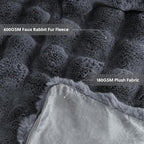 Cozy Faux Fur Throw Blanket for Couch Warm Fuzzy Throw Blanket, Soft Plush Thick Bubble Blankets for Bedroom and Living Room, Furry Luxury Blanket, 50 x 60, Grey