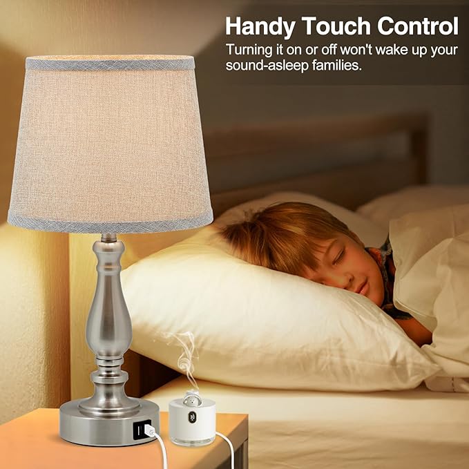 Table Lamps for Bedroom Set of 2,3 Way Dimmable Touch Bedside Lamps with Dual USB A+C Ports - Nightstand Lamp for End Table Modern Night Stand Lamps for Living Room Guest Room