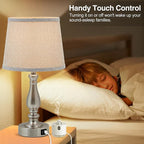 Table Lamps for Bedroom Set of 2,3 Way Dimmable Touch Bedside Lamps with Dual USB A+C Ports - Nightstand Lamp for End Table Modern Night Stand Lamps for Living Room Guest Room