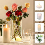 PHOSPHOR 9 PCS Glass Candle Holders for Pillar Candle Clear Glass Cylinder Centerpieces Vases Table Decoration Centerpiece Hurricane Candle Holder Glass
