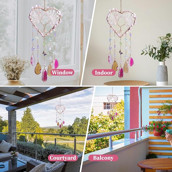 Tree of Life Dream Catchers, Dreamocean Crystal Sun Catchers Indoor Window Heart Rainbow Suncatcher Wall Hangings Outdoor Garden Decor for Adults Girls