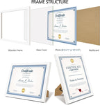 8.5x11 Diploma Frame with Tempered Glass, Multi Certificate 8.5 by 11 Photo Frame Bulk for Wall or Tabletop Display(White, 1 Pack)