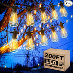 Outdoor String Lights, 200FT Patio Lights with 100 Shatterproof ST38 Globe Bulbs(4 Spare), Waterproof Connectable Dimmable LED Hanging String Lights for Outside Backyard Porch Balcony(100FT x 2)