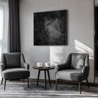 Framed Black Abstract Wall Art, Modern Canvas Prints Paintings Artwork for Walls, Square Minimalist All Black Pictures for Living Room, Hallway, Fireplace, Bedroom, Office, Bathroom Wall Decor