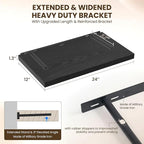 24" Floating Shelves for Wall, 12" Deep Slim Black Floating Shelves, Wall-Mounted Shelves for Bedroom, Living Room, Kitchen, Bathroom - Set of 2