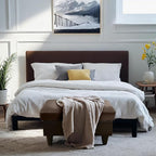 Ottoman Rectangular Storage Ottoman Bench, Flannel Footrest Stool Footstool with Lid for Living Room, Bedroom, Entryway, Dark Brown&Black, 35"x23.5"x17.5"