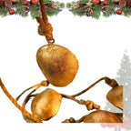 Harmony 5 Cow Bells Cluster on Rope - Large Rustic Vintage Lucky Cow Bells On Rope Wall Hanging Decor