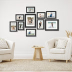 Picture Frames Set of 10 Balck, Bulk MDF Frames for 8x10, 5x7, 4x6 Photos Real Glass for Wall or Tabletop