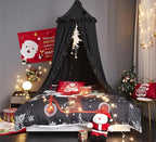 VETHIN Bed Canopy for Girls,Princess Round Dome Dreamy Mosquito Net Bedding Girls Room Castle Play Tent Hanging House Decor Reading Nook Canopies (Black)