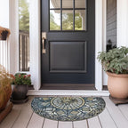 CHICHIC Entrance Door Mat Large 18 x 30 Inch Entry Way Doormat Front Door Rugs Outdoors Heavy Duty Welcome Mat Non Slip Rubber Back Low Profile for Garage, Patio, High Traffic Area, Blue