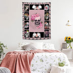 yowecso Sugar Skull Tapestry Horror Skeleton Tapestry Wall Hanging for Bedroom Rose Skull Tapestries Aesthetic Wall Decor for Home Dorm Living Room 50"x60"