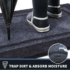 PURRUGS Dirt Trapping Door Mat 24" x 36", Non-Slip/Skid Machine Washable Entryway Rug, Shoes Scraper, Area Rug, Super Absorbent Welcome Mat for Muddy Wet Shoes and Paws, Bluish Grey & Charcoal