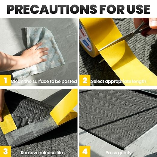 ADHES Double Sided Carpet Tape Heavy Duty, Removable and Residue-Free Rug Gripper Rug Tape for Hardwood Floors, Clear Multipurpose Mounting Tape for Area Rugs and Anti-Slip Grips, 2 Inch x 10 Yards