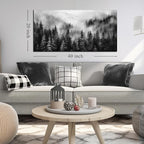 Foggy Forest Wall Art for Living Room,Black and White Pictures for Wall,Tree Wall Decor for Bedroom 20 x 40 Inch