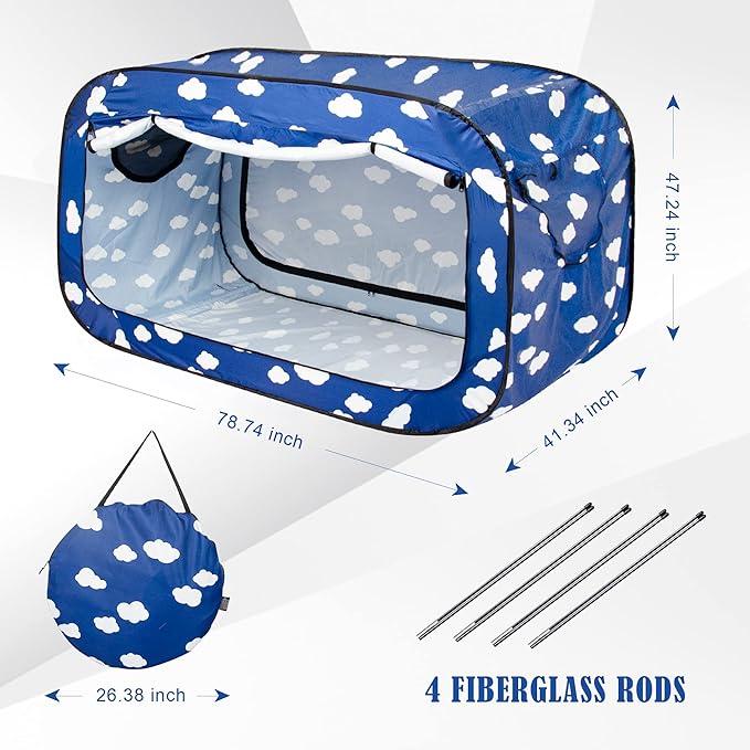Bed Tent Twin Bed Canopy Tents Portable Dream Tent for Adult Indoor Sleeping Tents with 2 Doors Breathable Private Space Tents, Cloud