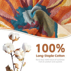 Cotton Throw Blanket Floral Printed Throw for Bed Soft Breathable Farmhouse Blankets Home Decoration Picnic Blanket (60"x80",02-Colorful Flowers)