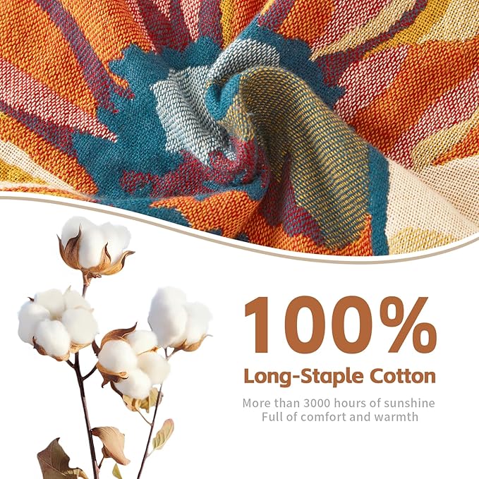Floral Blanket Breathable Luxury Throw Rustic Quilt Lightweight Cotton Bedspread Multifunctional Blanket for Sofa Couch Chair (80"x90",02-Colorful Flowers)