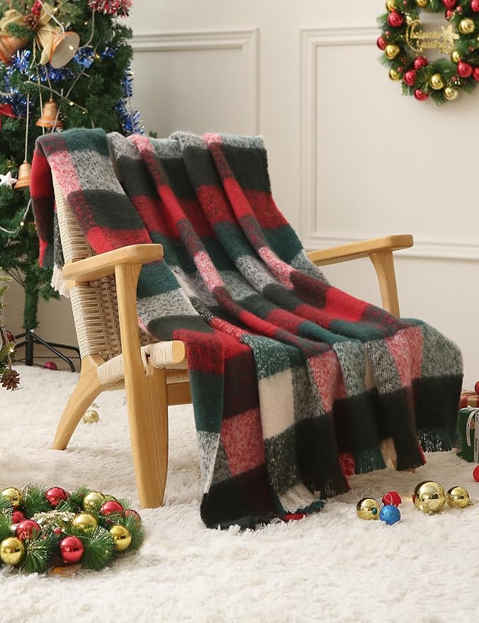 ZonLi Christmas Plaid Throw Blanket, Decorative Blankets