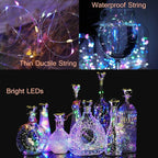 Solar Wine Bottle Lights Outdoor, Cork Lights for Wine Bottles Waterproof, Fairy Lights Solar for Wedding Party Garden Patio Pathway Decor, Suitable for Most Wine Bottle Mouths-MultiColor (8 Pack)