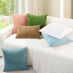 CaliTime Throw Pillow Covers Decorative 22 X 22 Inches Pack of 2 Cozy Chenille Cushion Cases for Couch Sofa Bed Living Room Home Light Blue Grey