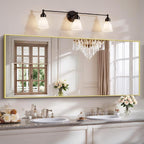 YIROMAN Bathroom Mirror 72"x30", Large Brushed Gold Bathroom Mirror for Over Sink with Aluminum Frame, Rectangular Vanity Mirror with Right Angle, Wall Mirror Hangs Horizontal or Vertical