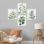 SIGNWIN Framed Green Pastel Forest Fern Leaf Wall Art, Set of 4 Collage Nature Garden Wall Decor Prints, Nature Wilderness Wall Décor for Living Room, Bedroom - 8"x10" White