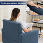 Accent Chair, Mid Century Modern Living Room Chairs Comfy Reading Chair with Upholstered Cushion Relax Armchair for Bedroom Apartment,Office,Blue